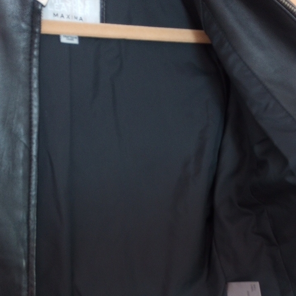 Wilsons Leather Black and Cream 100%  Leather Jacket Zip-Up Stand-Up Collar moto - Picture 15 of 15